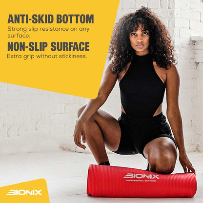 Yoga Mat Thick 10Mm Non Slip Gym Exercise Fitness Pilates Carry Strap NBR 183X62