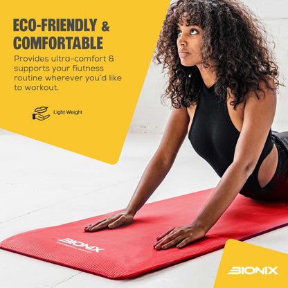 Yoga Mat Thick 10Mm Non Slip Gym Exercise Fitness Pilates Carry Strap NBR 183X62